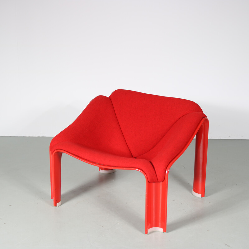 Fauteuil lounge vintage en plastique rouge par Pierre Paulin pour Artifort, Pays-Bas 1970