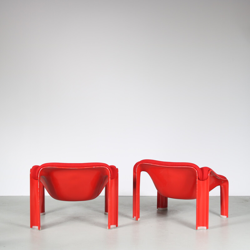 Vintage red plastic lounge chair by Pierre Paulin for Artifort, Netherlands 1970s