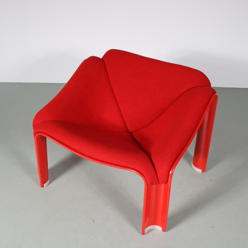 Fauteuil lounge vintage en plastique rouge par Pierre Paulin pour Artifort, Pays-Bas 1970