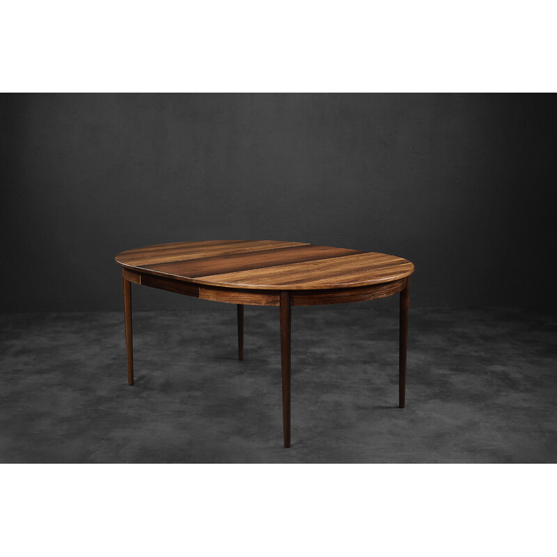 Vintage Deense rozenhout Scandinavische ronde opklapbare eettafel, 1960