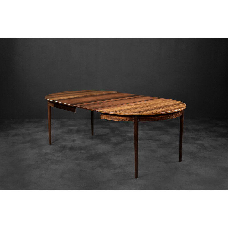 Vintage Deense rozenhout Scandinavische ronde opklapbare eettafel, 1960