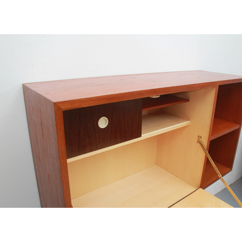 Vintage floating wall secretary in teak, 1960s