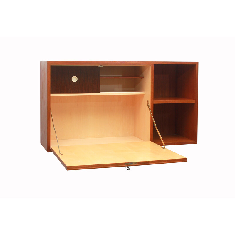 Vintage floating wall secretary in teak, 1960s