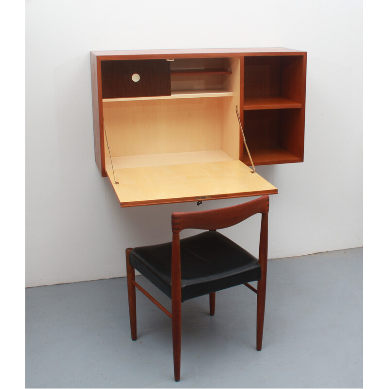 Vintage floating wall secretary in teak, 1960s