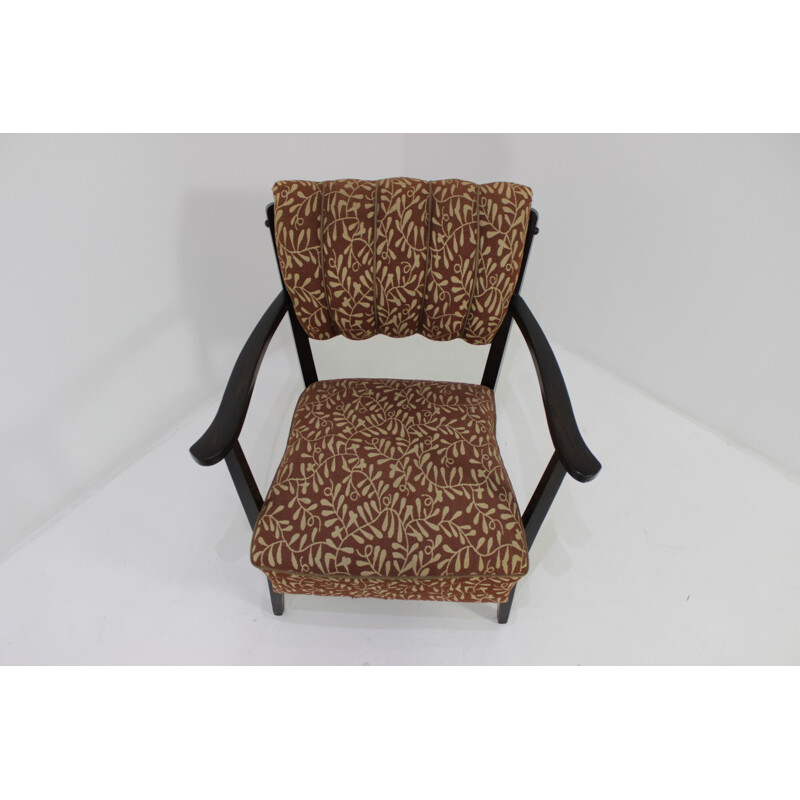 Pair of Czech Armchair with original brown upholstery - 1950s