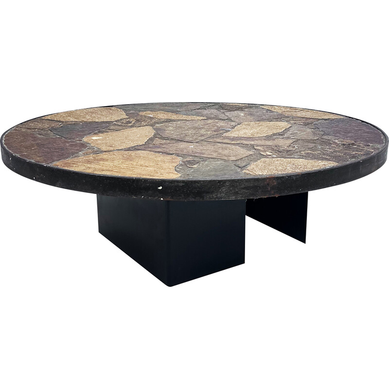 table basse ronde vintage - pierre