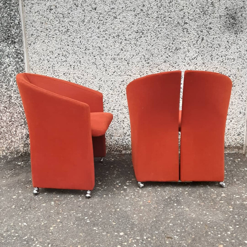 Paar vintage Yonkers fauteuils van Giovanni Offredi voor Saporiti Italia, 1980