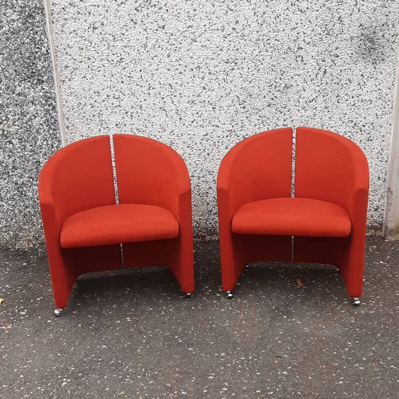 Pair of vintage Yonkers armchairs by Giovanni Offredi for Saporiti Italia, 1980