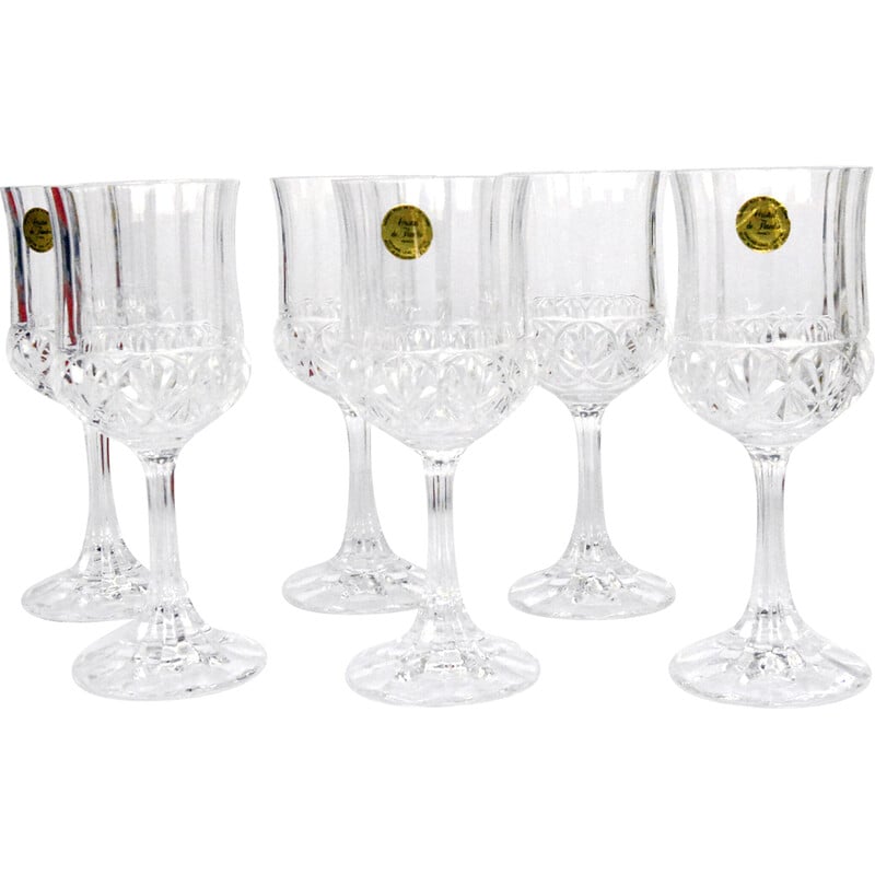 Set di 6 bicchieri da vino vintage in cristal de Flandre, Francia anni '80