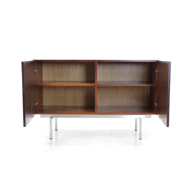 Rosewood sideboard with inox-steel base - 1960s