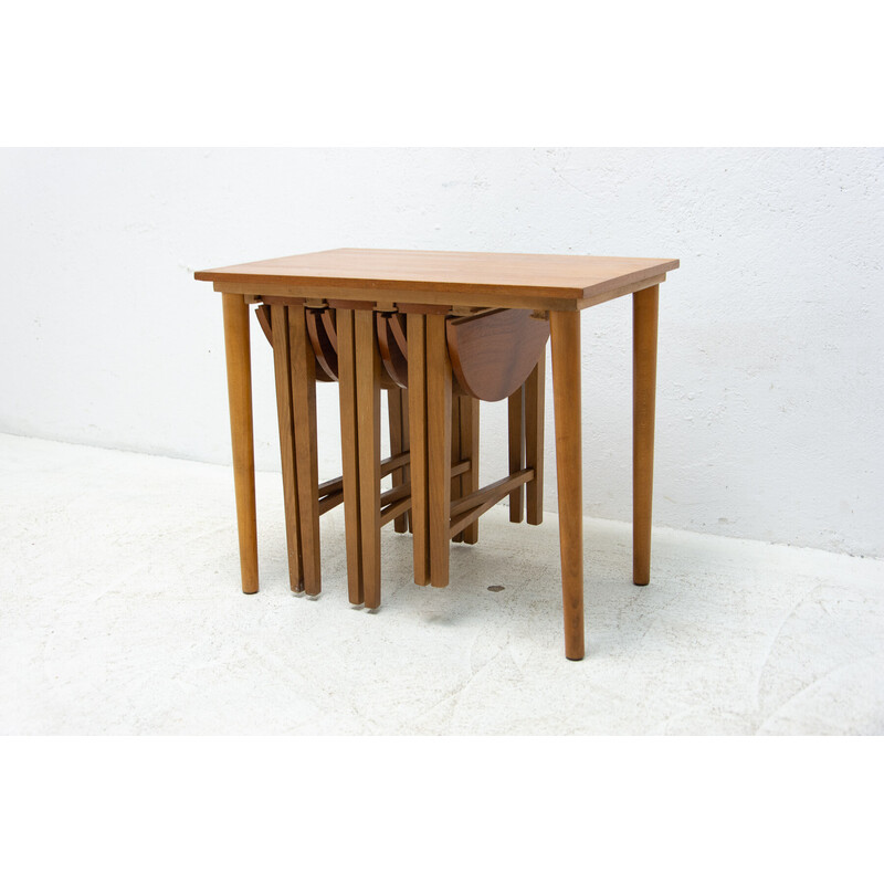 Vintage beechwood nesting tables by Poul Hundevad for Novy Domov, 1960s