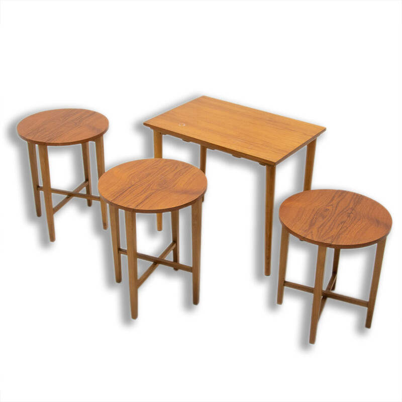 Vintage beechwood nesting tables by Poul Hundevad for Novy Domov, 1960s