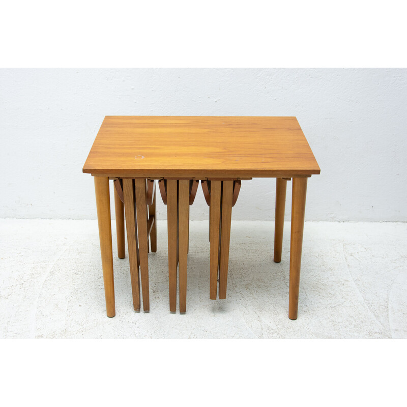 Vintage beechwood nesting tables by Poul Hundevad for Novy Domov, 1960s