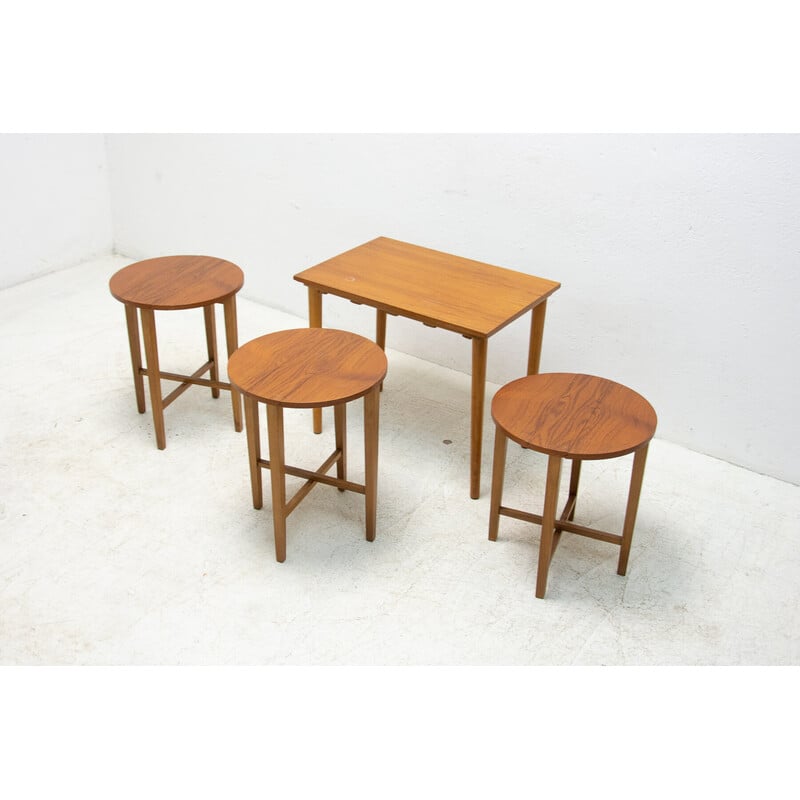 Vintage beechwood nesting tables by Poul Hundevad for Novy Domov, 1960s