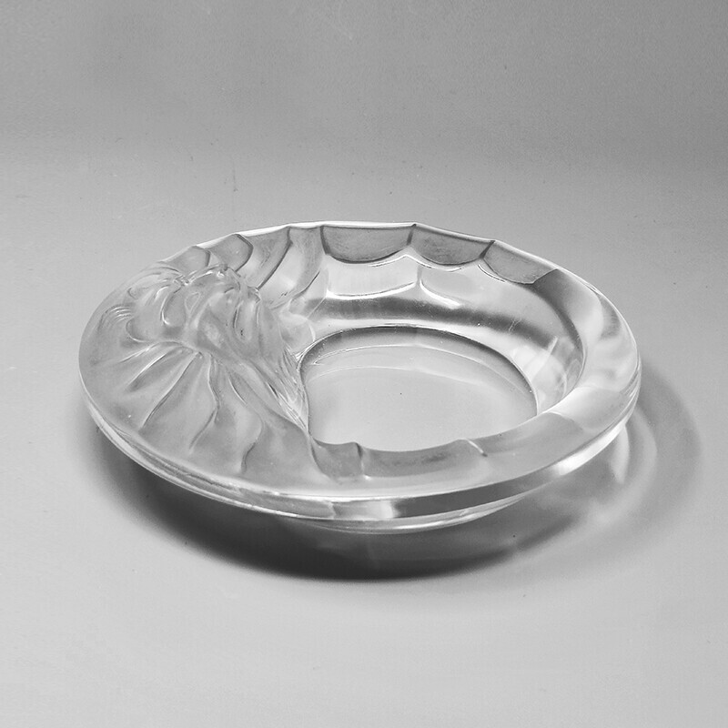 Vintage crystal ashtray by Lalique, France 1970s