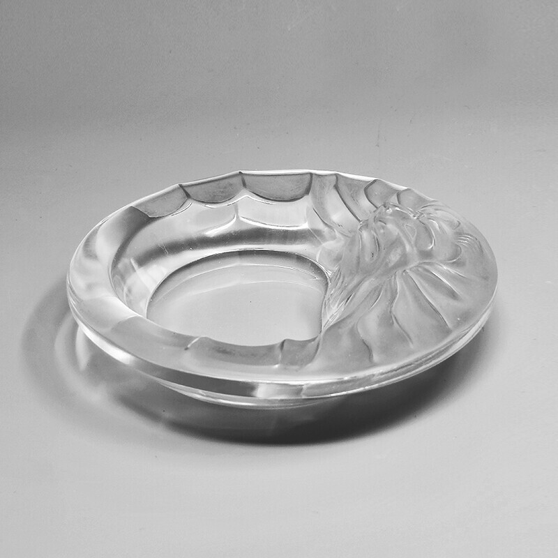 Vintage crystal ashtray by Lalique, France 1970s