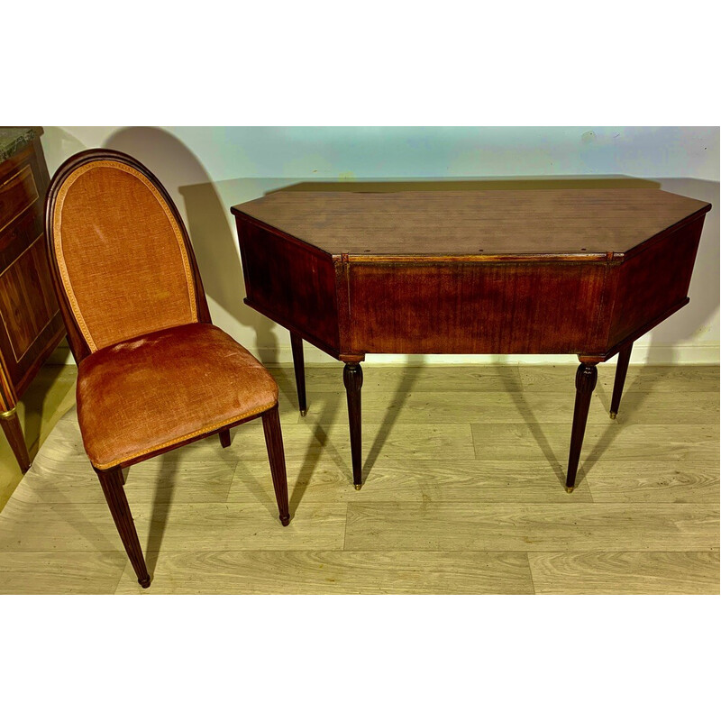 Vintage Art Deco desk in mahogany and rosewood with chair, 1930s