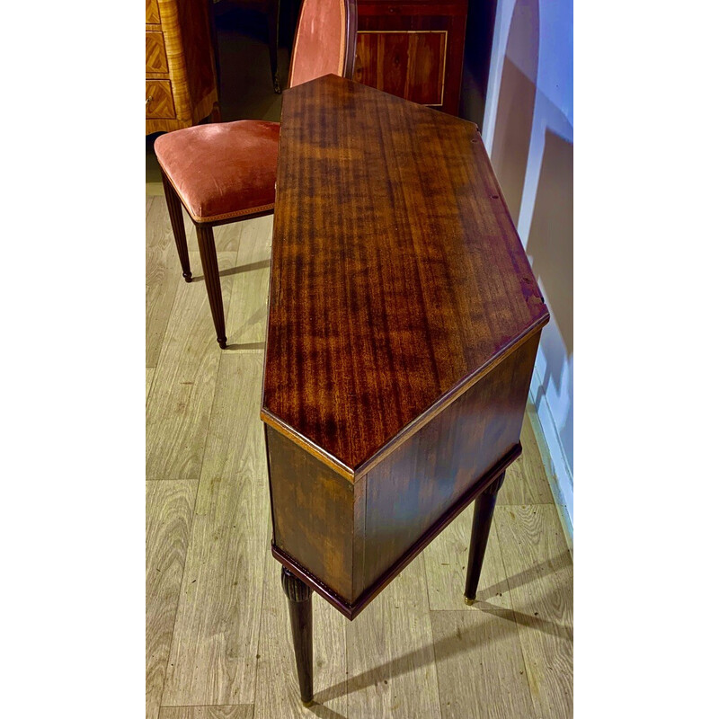 Vintage Art Deco desk in mahogany and rosewood with chair, 1930s