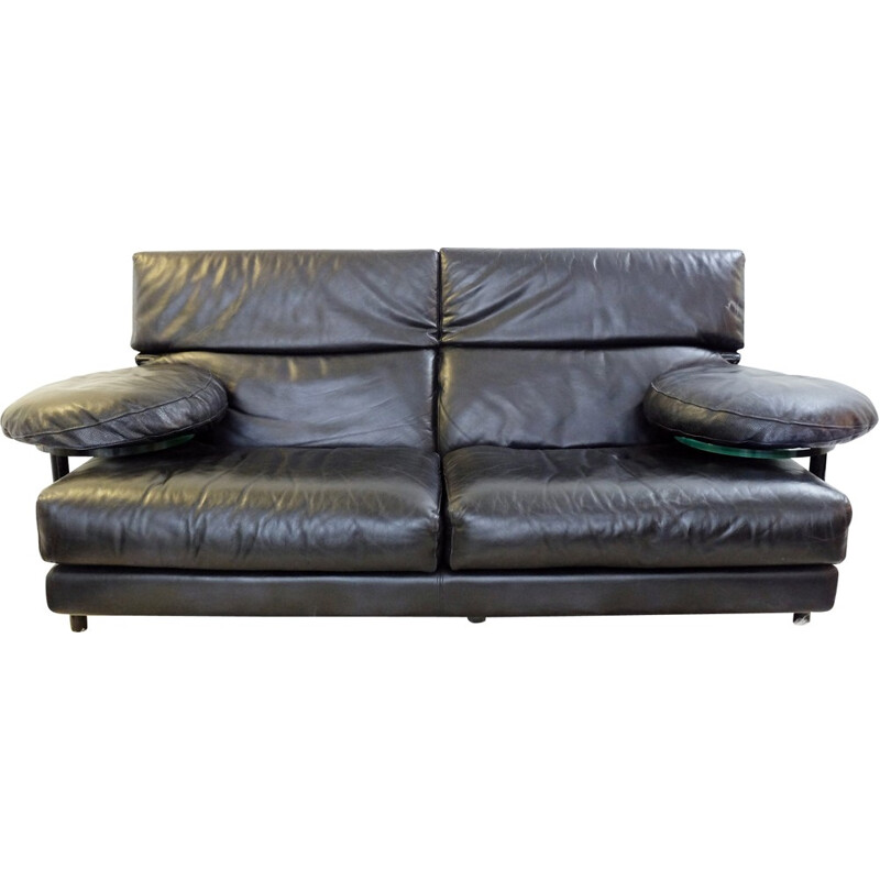 Black leather sofa by Paolo Piva for B&B Italia - 1980s