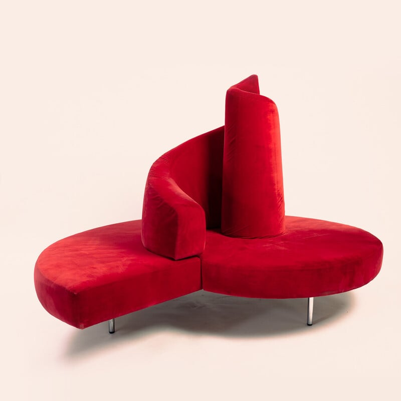 Vintage red Tatlin sofa by Mario Cananzi and Roberto Semprini for Edra, 1980s