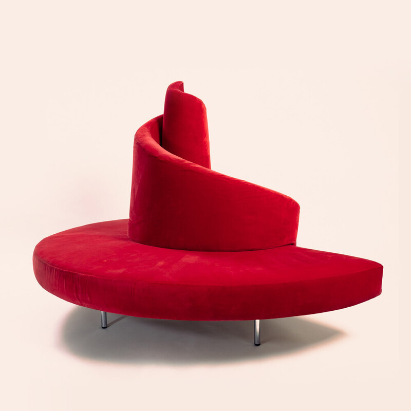 Vintage red Tatlin sofa by Mario Cananzi and Roberto Semprini for Edra, 1980s