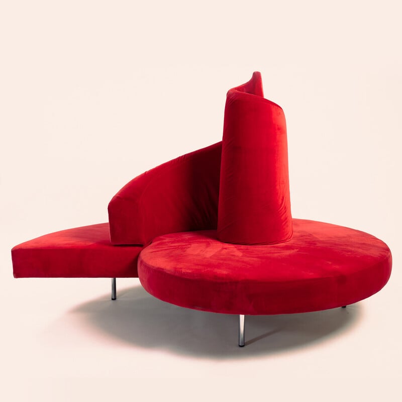 Vintage red Tatlin sofa by Mario Cananzi and Roberto Semprini for Edra, 1980s