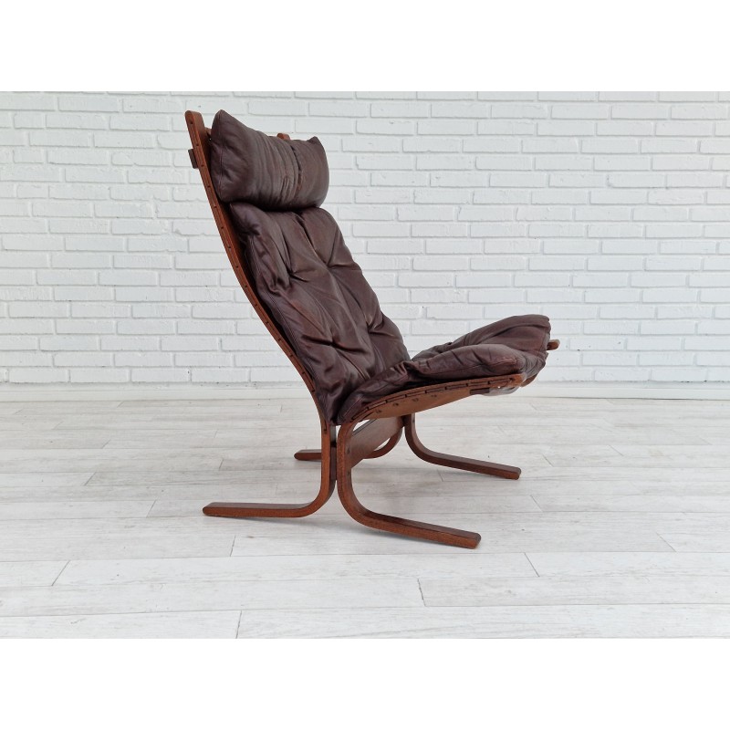 Vintage Norwegian "Siesta" in leather and bentwood armchair by Ingmar Relling, 1960s