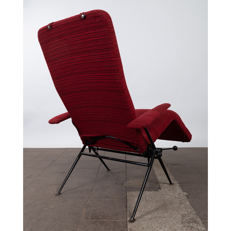 Vintage metal and fabric lounge chair, 1950