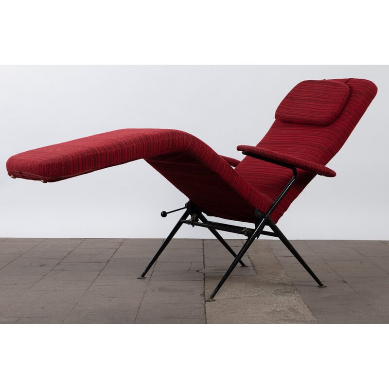 Vintage metal and fabric lounge chair, 1950