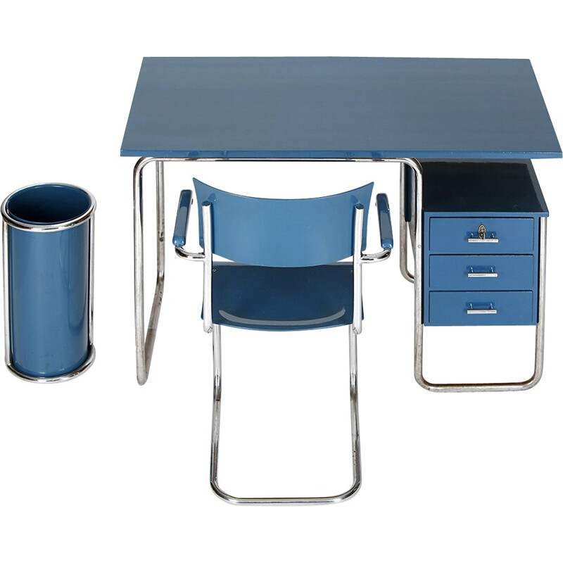 Blue Tubular Steel Office Set - 1930s