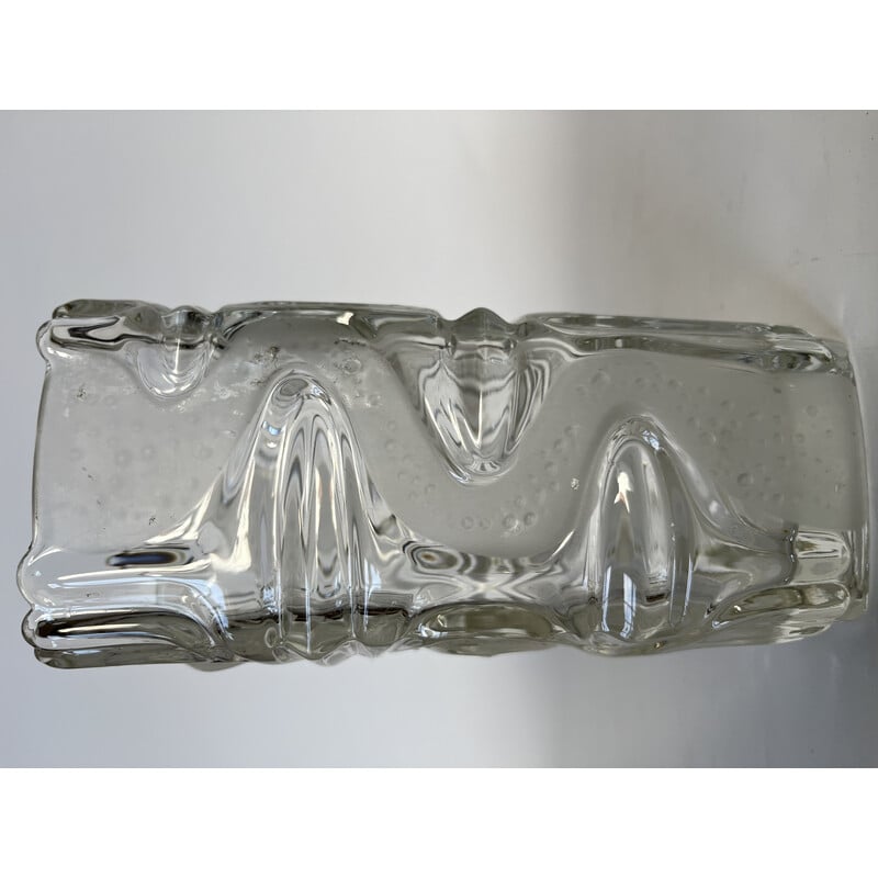 Jarrón vintage de vidrio esmerilado, años 60