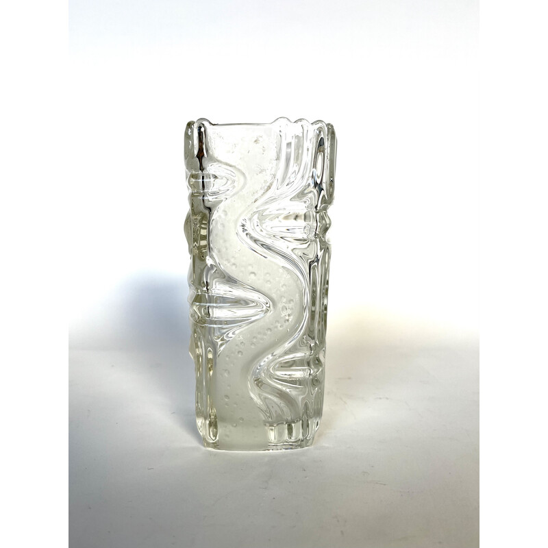 Vintage frosted glass vase, 1960s