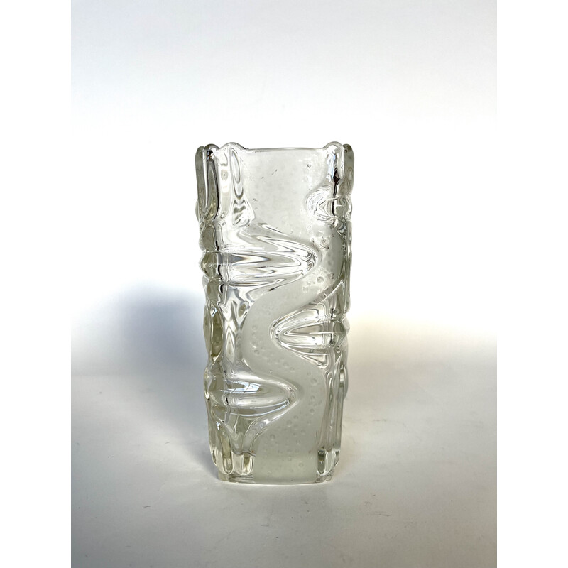 Vintage frosted glass vase, 1960s