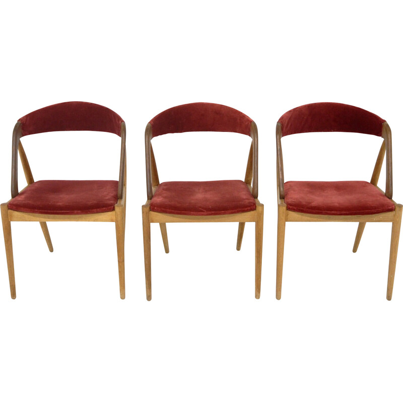 Set van 3 vintage teakhouten stoelen van Kai Kristiansen voor Schou Andersen Møbelfabrik, Denemarken 1960