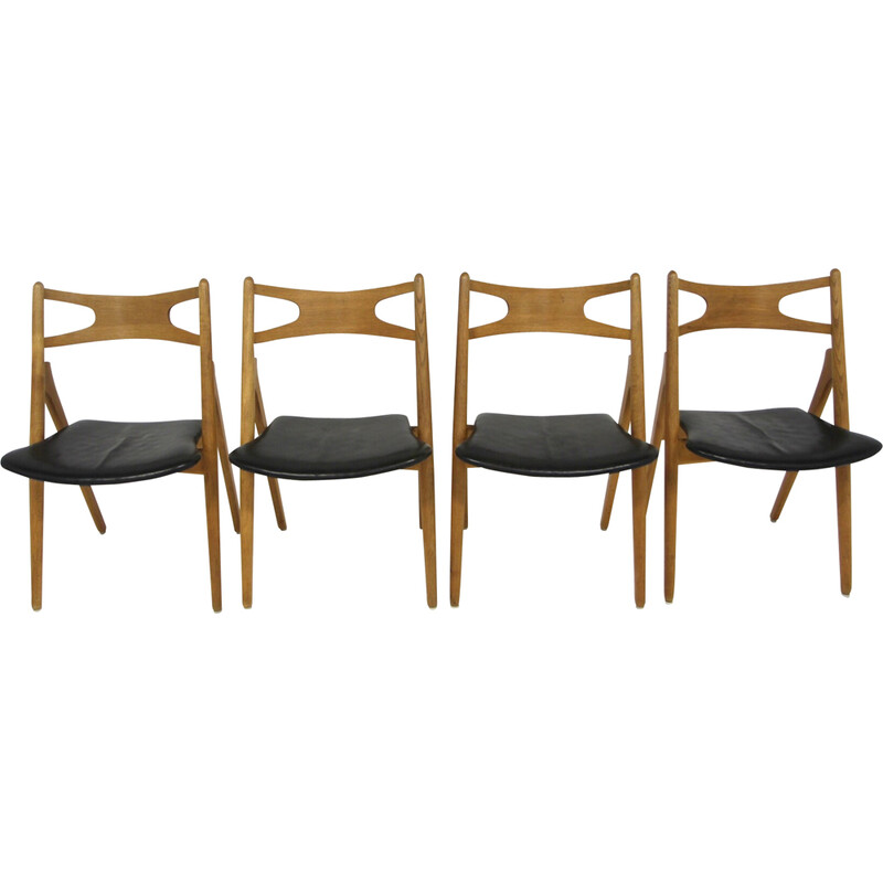 Ensemble de 4 chaises vintage en teck "Sawbuck Ch29" par Hans J. Wegner pour Carl Hansen et Søn, 1960