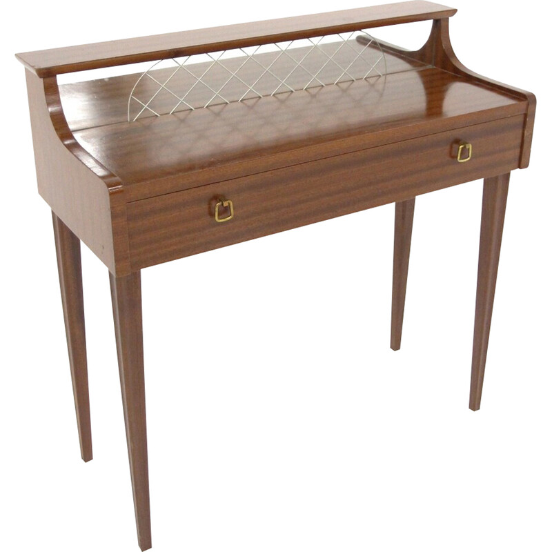 Vintage mahogany console by Glas and Trä, Sweden 1950