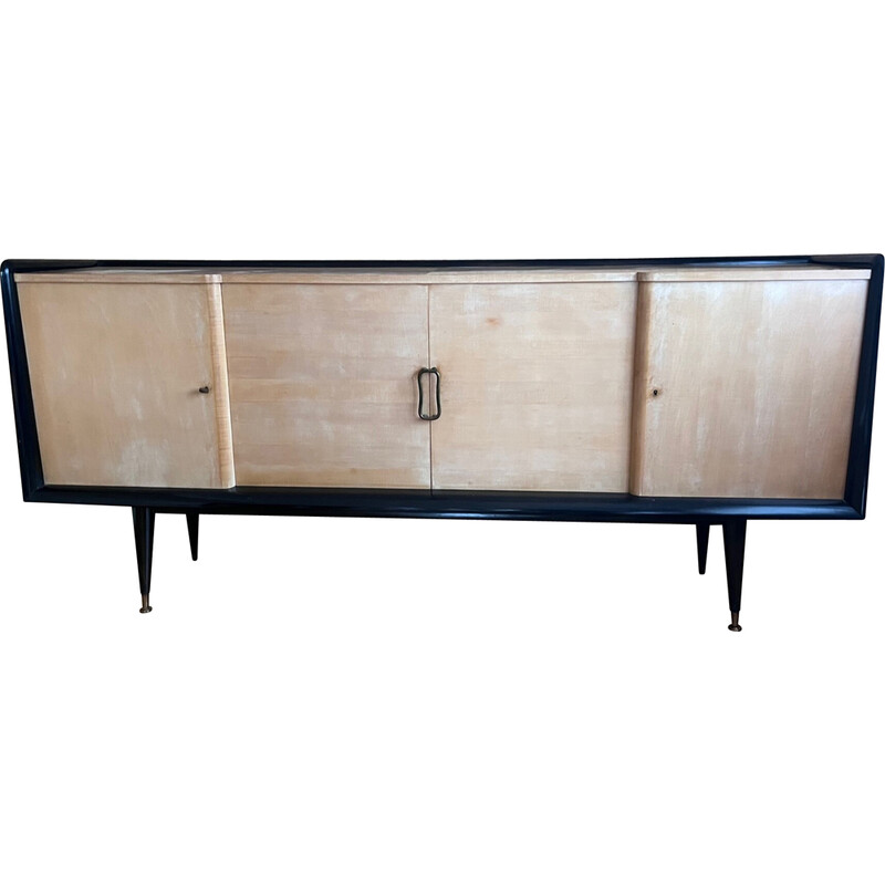 Vintage sycamore and lacquered wood sideboard by Charles Ramos, 1950