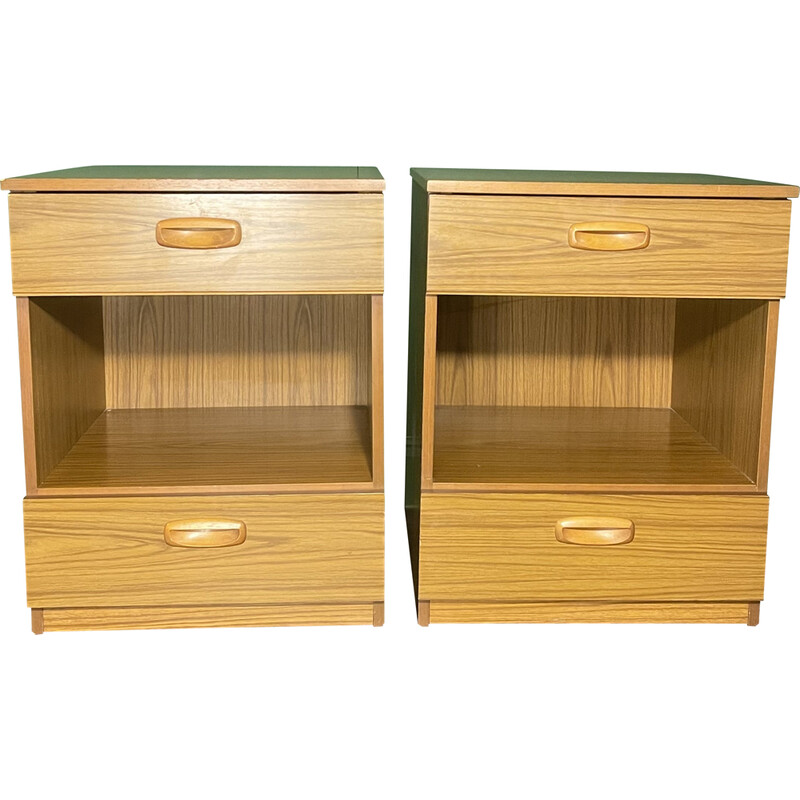 Pair of mid-century Danish double drawer night stands, 1970s