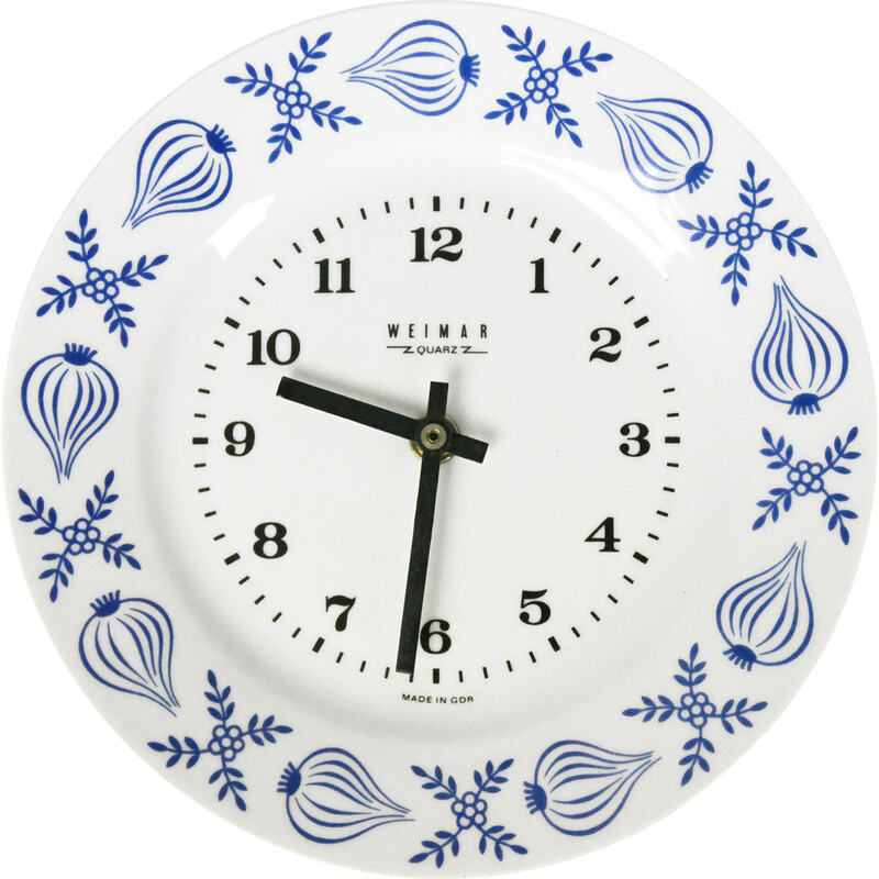 Vintage ceramic wall clock for Weimar, Germany 1970s