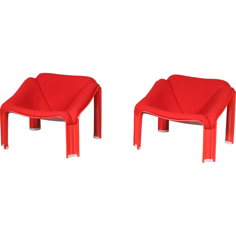 Fauteuil lounge vintage en plastique rouge par Pierre Paulin pour Artifort, Pays-Bas 1970