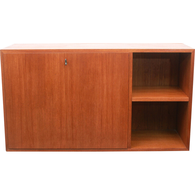 Vintage floating wall secretary in teak, 1960s