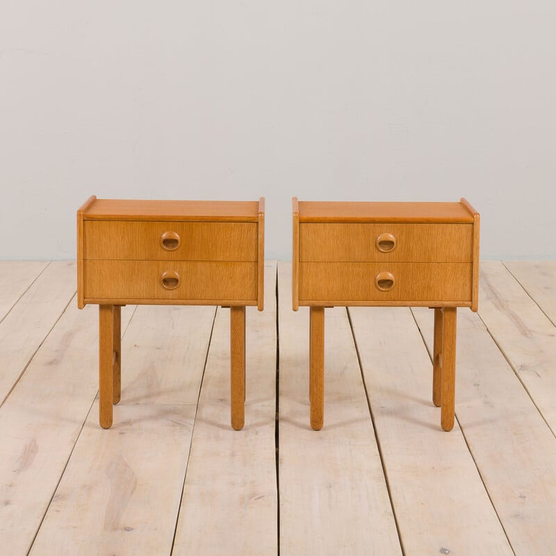 Pair of Scandinavian vintage oakwood night stands by Talgo Mobler, Norway 1960s