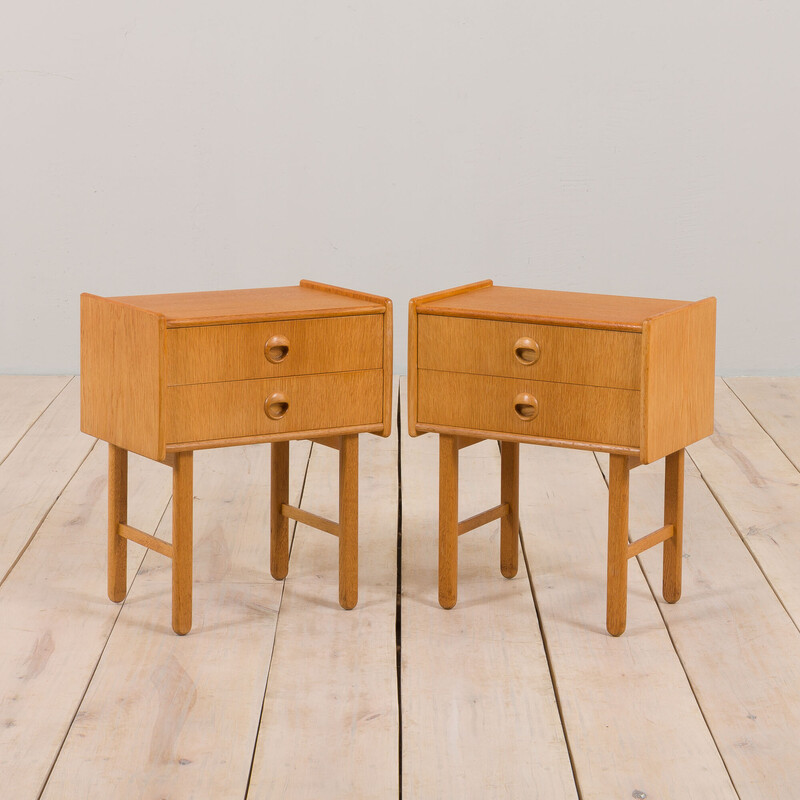 Paire de tables de chevet scandinaves vintage en chêne par Talgo Mobler, Norvège 1960