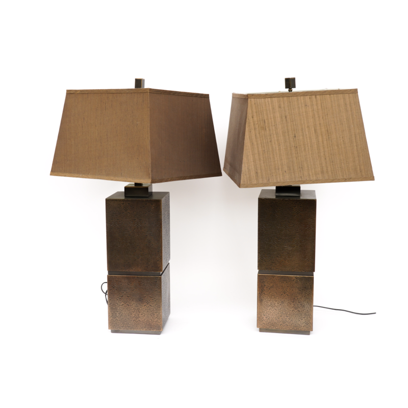 Paar Vintage-Lampen aus patinierter Bronze