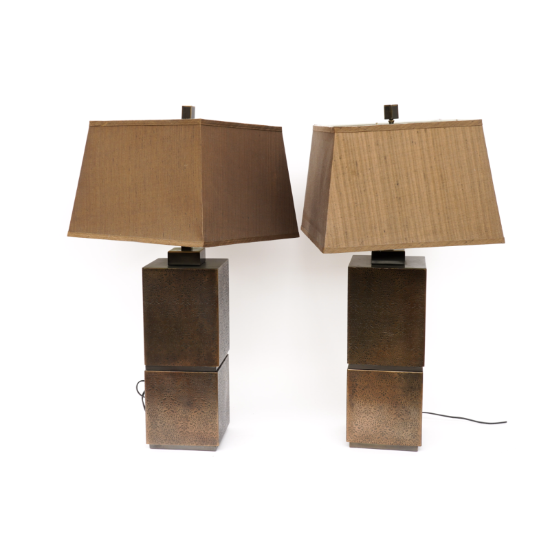 Pair of vintage bronze patinated lamps