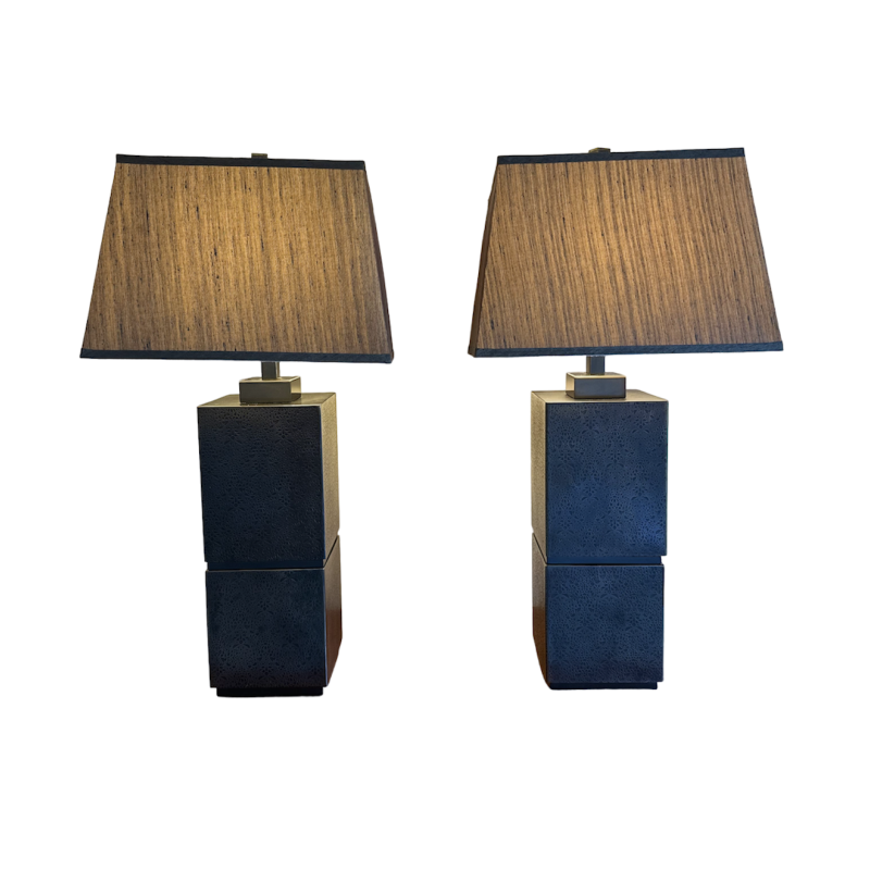 Paar Vintage-Lampen aus patinierter Bronze