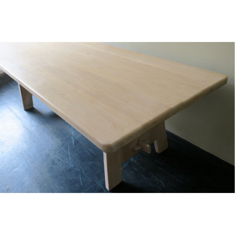 Mid-century limed solid oakwood dining table, 1940-1950s