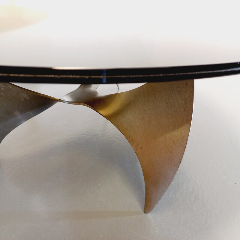 Vintage Propeller coffee table in steel and smoked glass by Knut Hesterberg for Ronald Schmitt, 1960