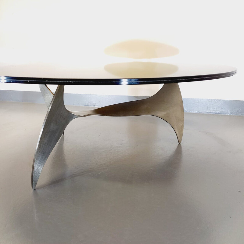 Mesa de café Vintage Propeller em aço e vidro fumado por Knut Hesterberg para Ronald Schmitt, 1960