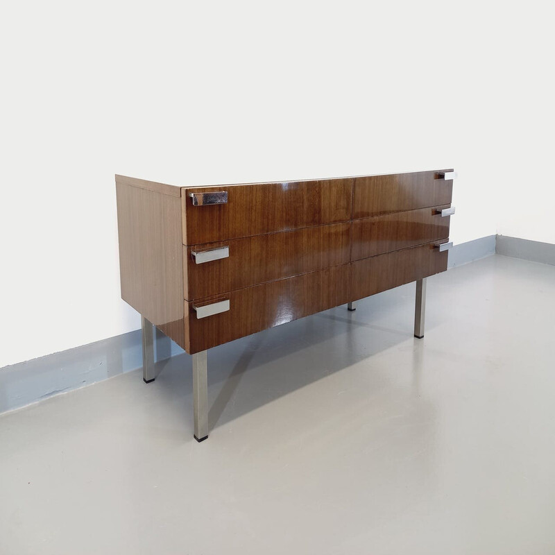 Vintage wood and chrome sideboard, 1960-1970